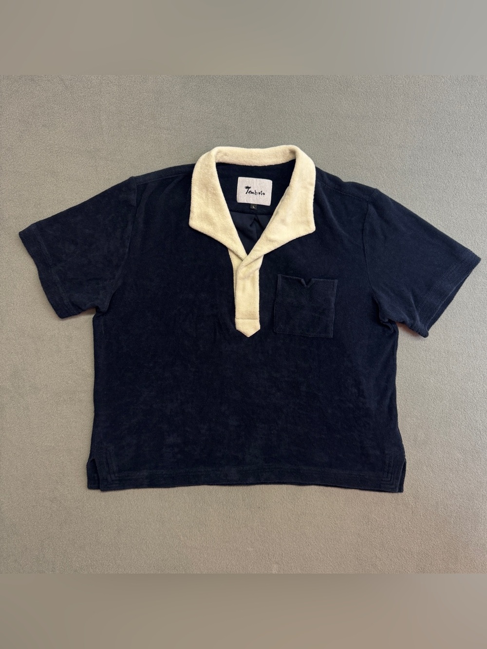 Tombolo Shirt Large Men's Organic Cotton Terry Cloth Beach Comfort Boxy Blue